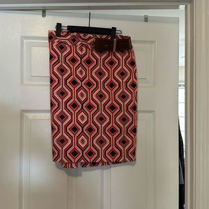 Michael Kors geometric skirt with leather belt detail